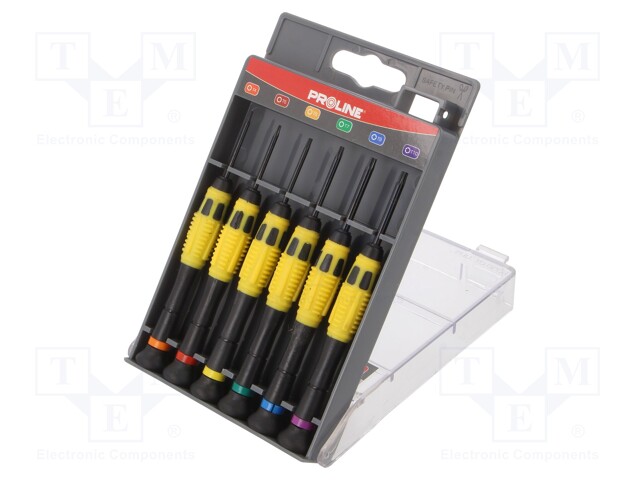 Kit: screwdrivers; Pcs: 6; precision; Phillips,slot,Torx®