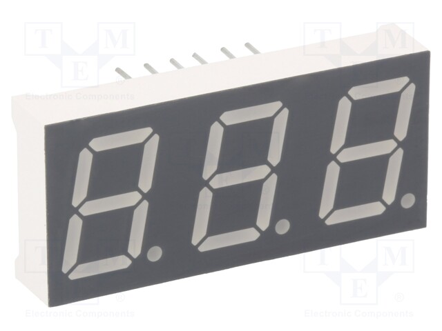 Display: LED; 7-segment; 13.2mm; 0.52"; No.char: 3; red; 40÷80mcd