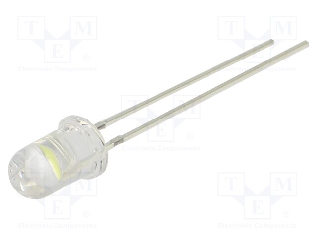 LED; 5mm; white; 60°; Front: convex; 11.5÷12VDC; No.of term: 2; 420mW