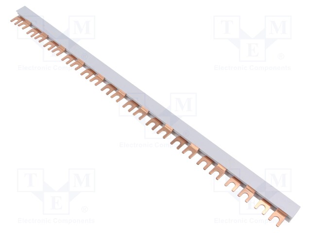 Busbar; 16mm2; Poles: 2; Urated: 400V; fork; Pitch: 18mm; L: 440mm; PVC