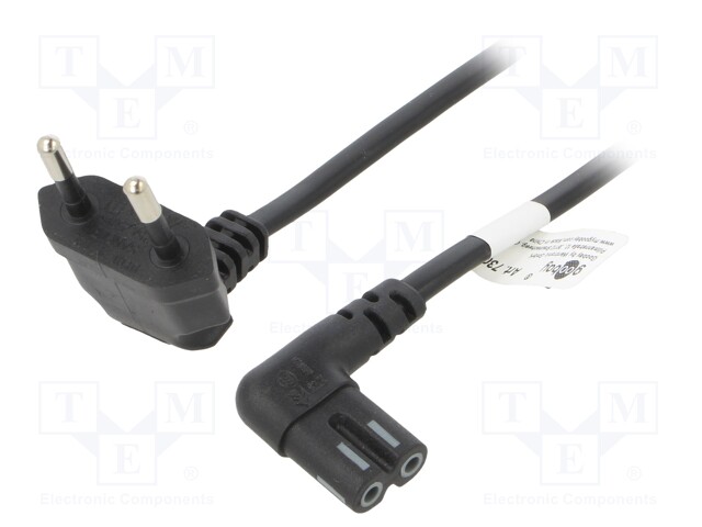 Cable; CEE 7/16 (C) plug angled,IEC C7 female angled; PVC; 3m