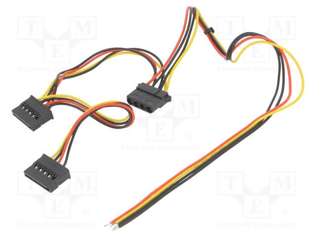 Cable: mains; Molex female,wires,SATA female x2; 0.4m