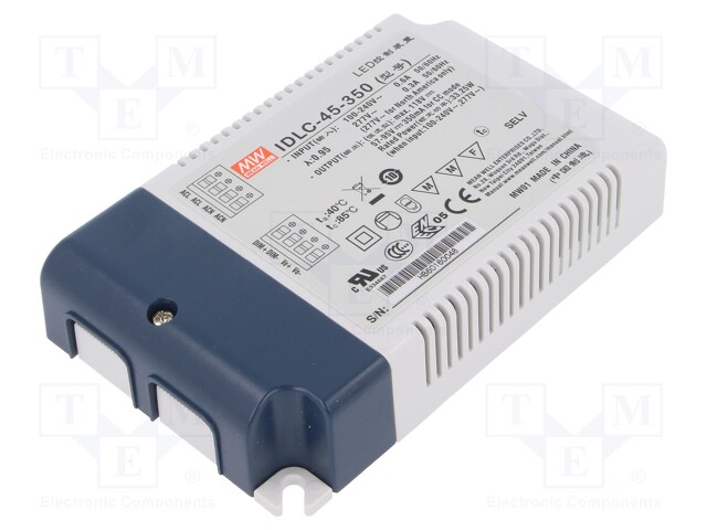 Power supply: switched-mode; LED; 33.25W; 57÷95VDC; 350mA; IP20