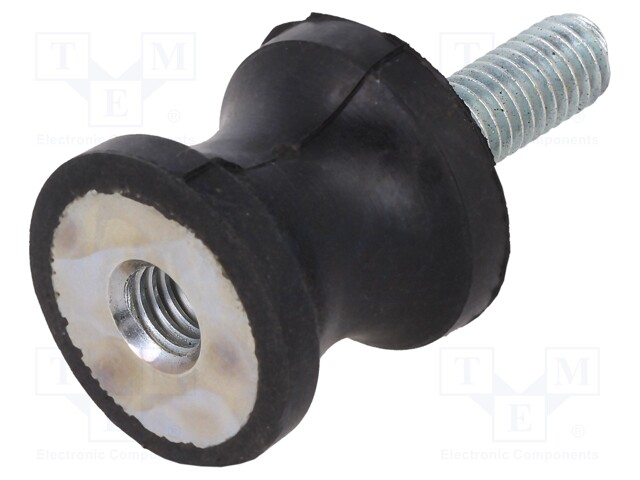 Vibration damper; M6; Ø: 20mm; rubber; L: 19mm; Thread len: 18mm