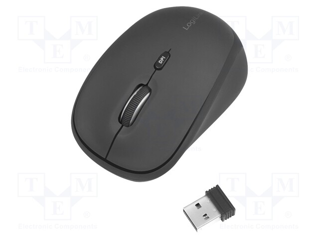 Optical mouse; black; USB A; wireless; No.of butt: 3; 10m