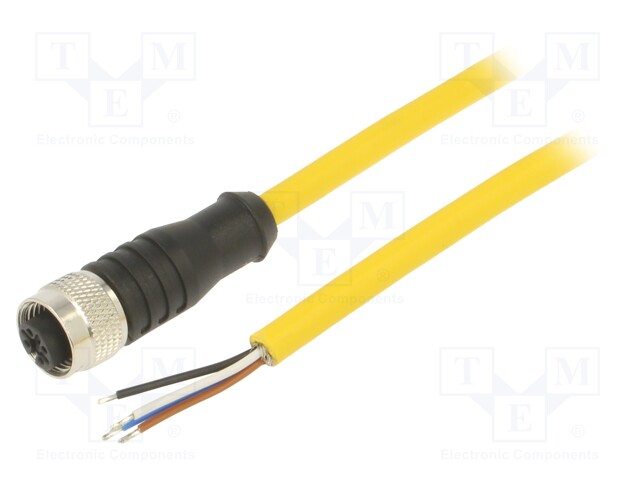 Connection lead; M12; PIN: 4; straight; 5m; plug; 250VAC; 4A; PVC