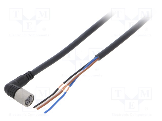 Connection lead; M8; PIN: 4; angled; 2m; plug; 1A; -25÷70°C; IP67