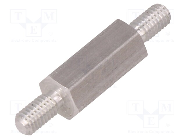 Screwed spacer sleeve; 12mm; Ext.thread: M3; hexagonal; aluminium