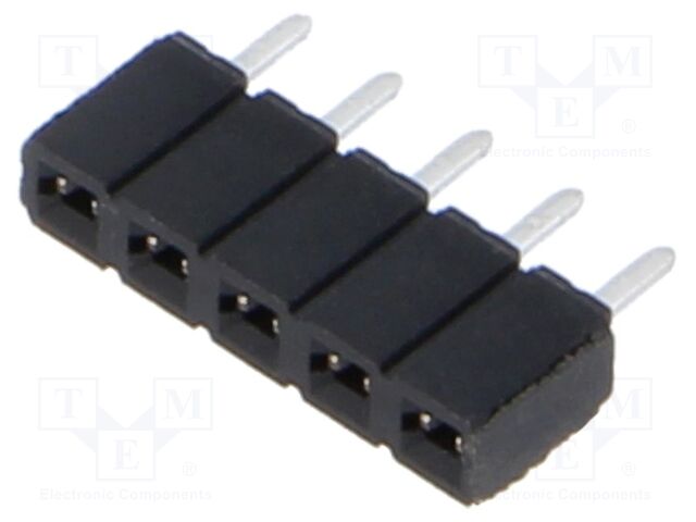 Connector: pin strips; female; PIN: 5; 2.54mm; tinned; THT; socket