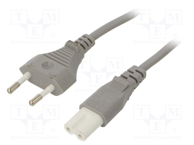 Cable; CEE 7/16 (C) plug,IEC C7 female,12V 3pin male x2; 5m