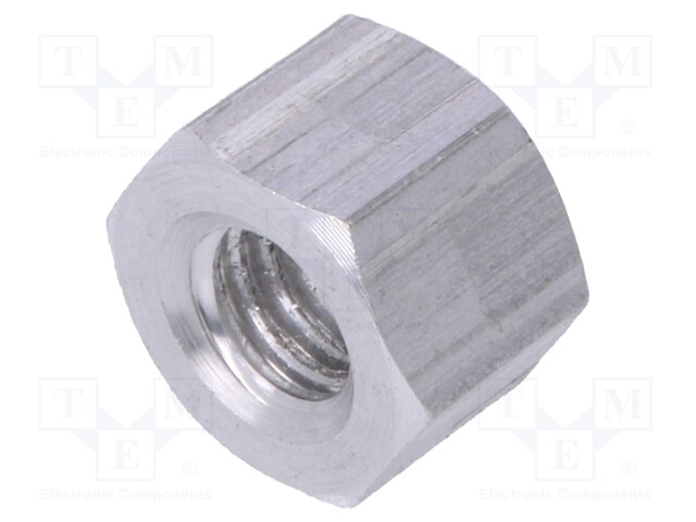 Screwed spacer sleeve; Int.thread: M4; 5mm; hexagonal; aluminium