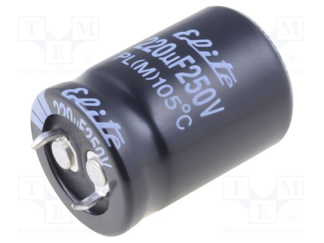 Capacitor: electrolytic; SNAP-IN; 220uF; 250VDC; Ø22x31mm; ±20%