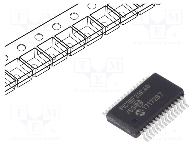 PIC microcontroller; Memory: 64kB; SRAM: 3.64kB; EEPROM: 1024B