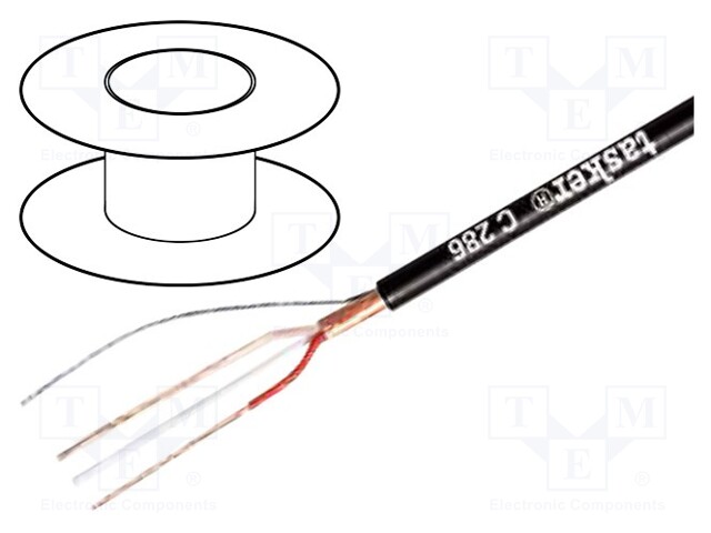 Wire: microphone cable; 2x0,22mm2; black; OFC; PVC FirestoP®; 100m