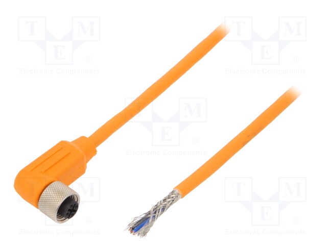 Connection lead; M12; PIN: 4; angled; 10m; plug; 240VAC; 4A; -25÷80°C