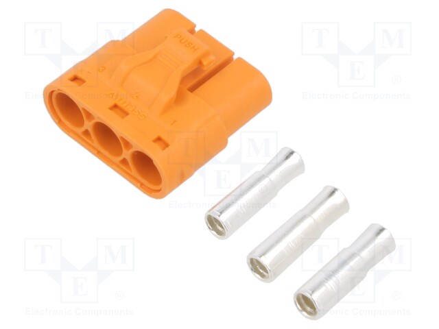 Plug; DC supply; LC; female; PIN: 3; for cable; soldering; orange