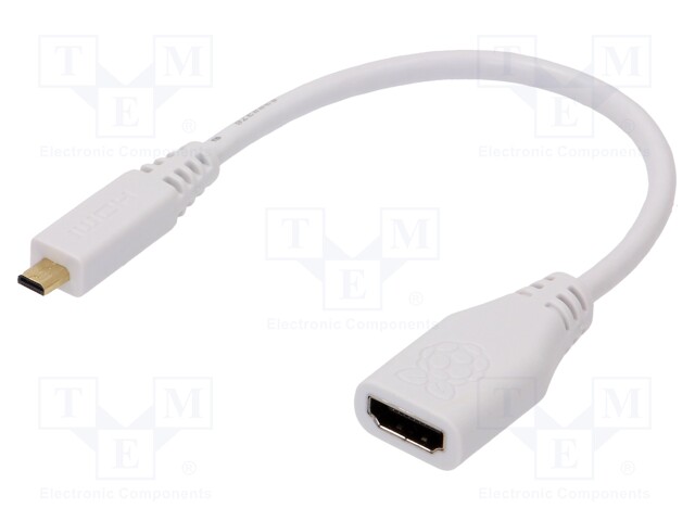 Cable; HDMI socket,HDMI micro plug; 0.235m; white