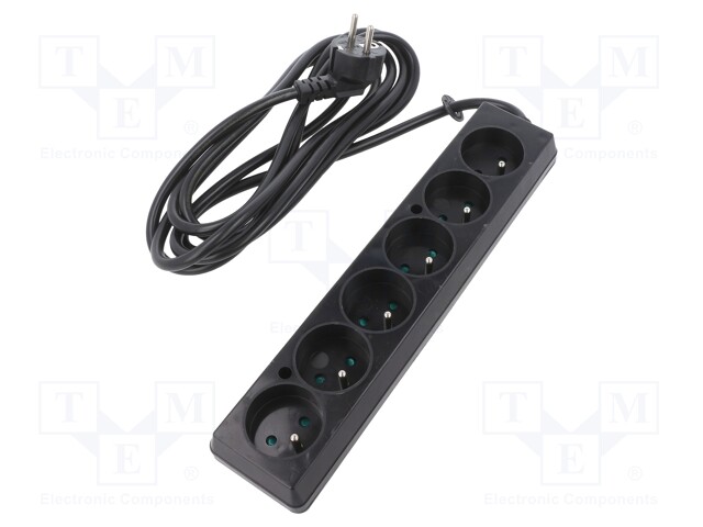 Extension lead; Sockets: 6; black; 3x1,5mm2; 3m; 16A