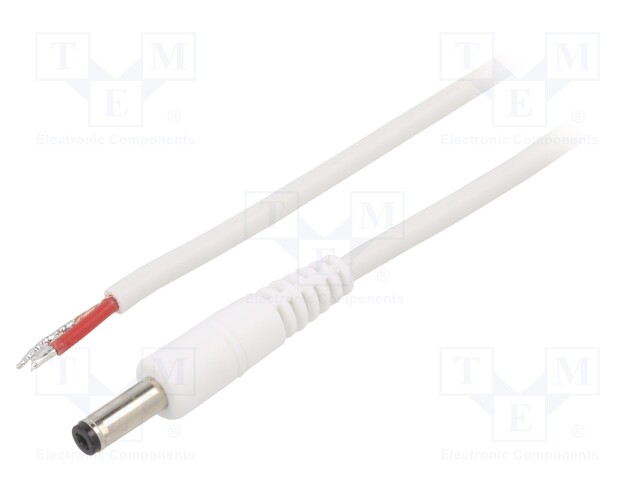 Cable; wires,DC 4,8/1,7 plug; straight; 1mm2; white; 0.5m