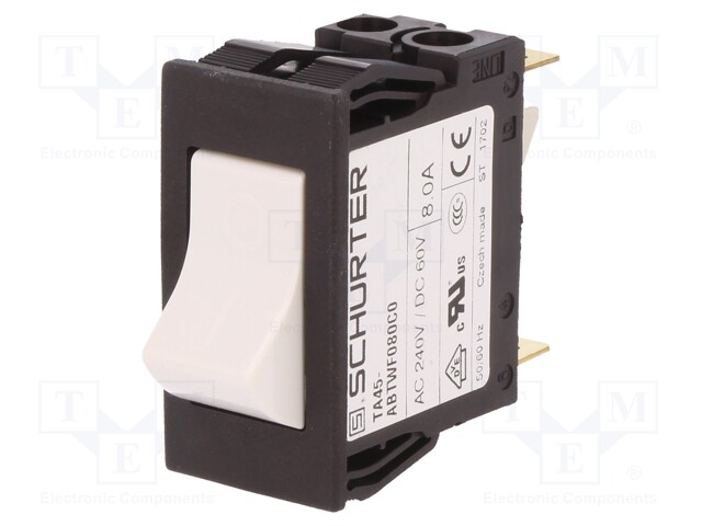 Circuit breaker; Urated: 240VAC; 60VDC; 8A; DPST; Poles: 2; 35g