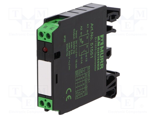 Relay: installation; monostable; NO; Ucoil: 24VAC; Ucoil: 24VDC; 5A