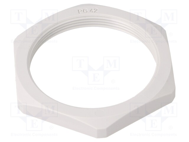 Nut; PG42; polyamide; UL94V-0; D: 8mm; Spanner: 65mm; grey; -40÷100°C