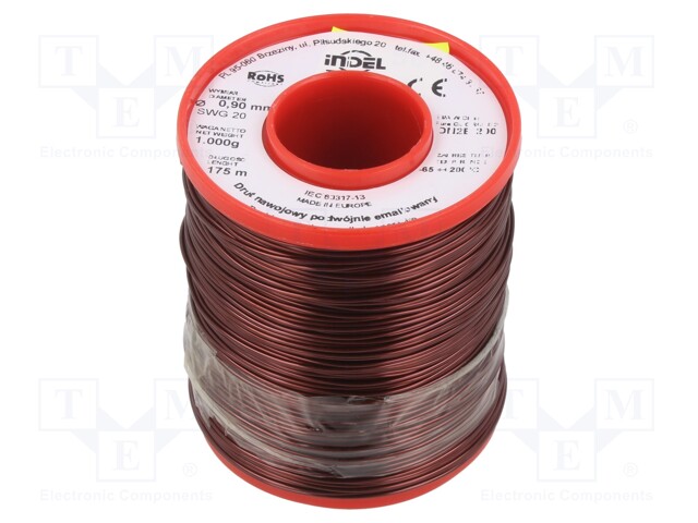 Coil wire; double coated enamelled; 0.9mm; 1kg; -65÷200°C