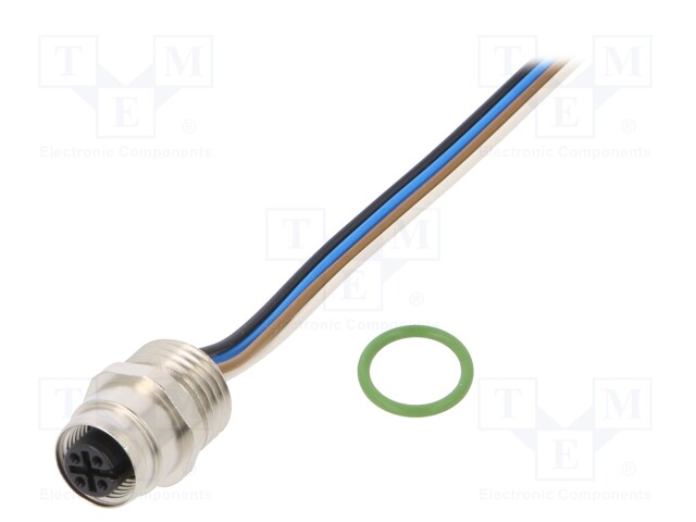 Connection lead; M12; PIN: 4; straight; 0.5m; socket; 240VAC; 4A