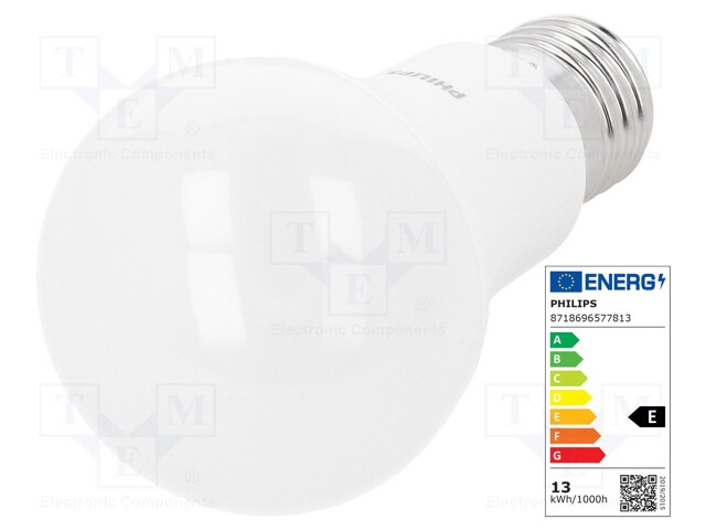 LED lamp; cool white; E27; 230VAC; 1521lm; 12.5W; 200°; 6500K