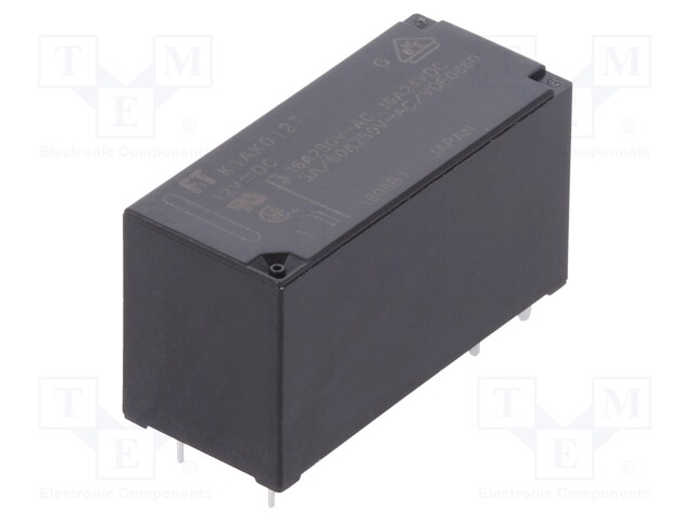 Relay: electromagnetic; SPST-NO; Ucoil: 12VDC; 16A/250VAC; 16A