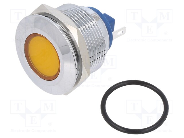 Indicator: LED; flat; 24VDC; 24VAC; Cutout: Ø22mm; brass