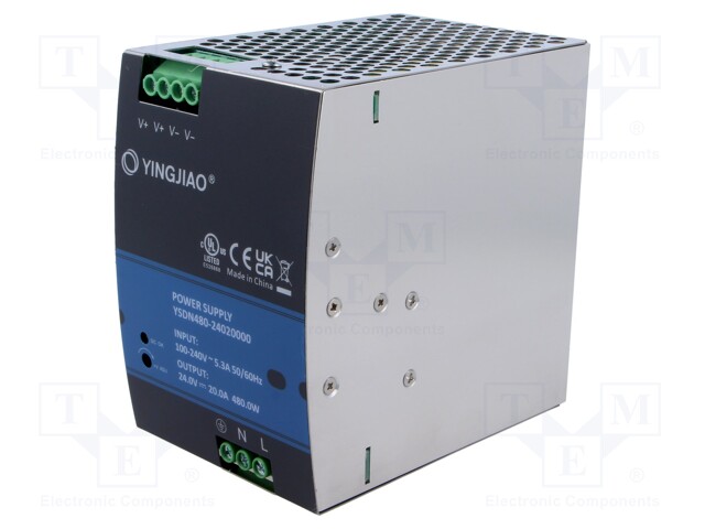 Power supply: switched-mode; for DIN rail; 480W; 12VDC; 20A; OUT: 1