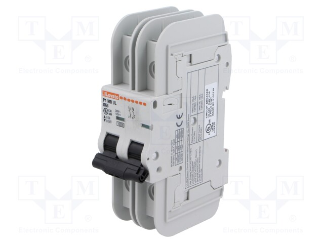 Circuit breaker; 240VAC; Inom: 63A; Poles: 2; Charact: D; 10kA; IP20