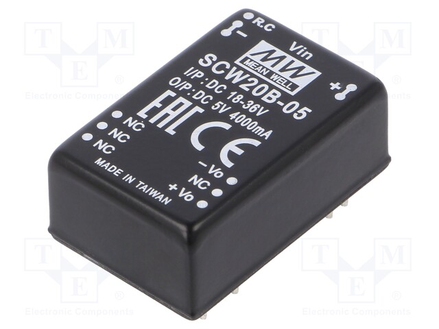 Converter: DC/DC; 20W; Uin: 18÷36V; 5VDC; Iout: 4000mA; DIP24; 18.5g