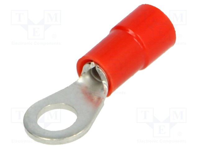 Ring terminal; M4; Ø: 4.3mm; 0.25÷1.5mm2; crimped; for cable; red