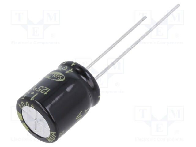 Capacitor: electrolytic; THT; 1.5uF; 400VDC; Ø10x12.5mm; ±20%