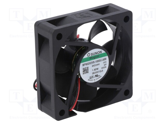 Fan: DC; axial; 24VDC; 60x60x20mm; 43.2m3/h; 39dBA; Vapo; 5700rpm