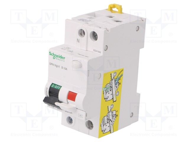 RCBO breaker; Inom: 10A; Ires: 30mA; Max surge current: 250A; DIN