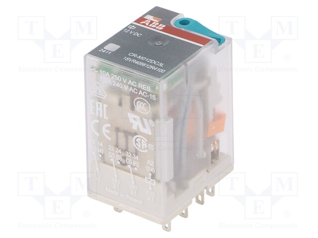 Relay: electromagnetic; 3PDT; Ucoil: 12VDC; 10A; max.250VAC