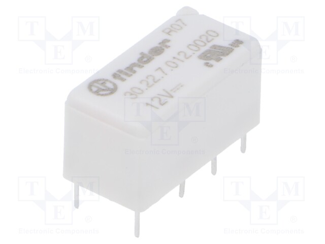 Relay: electromagnetic; DPDT; Ucoil: 12VDC; Icontacts max: 3A; PCB