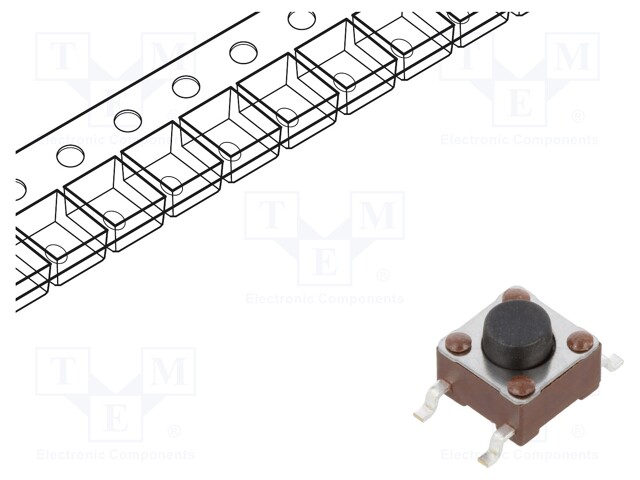 Microswitch TACT; SPST-NO; Pos: 2; 0.05A/24VDC; SMT; none; 1.6N