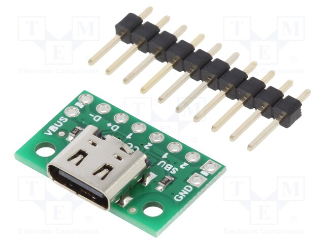 Module: adapter; USB C 2.0; connectors; 20.32x13.97mm; socket