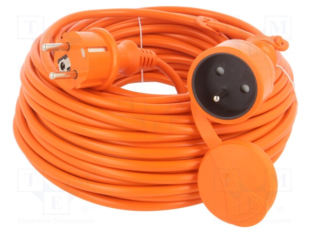 Extension lead; Sockets: 1; PVC; orange; 3x1mm2; 25m; 10A; STANDARD