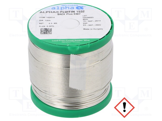 Soldering wire; Sn99Ag0,3Cu0,7; 1mm; 500g; lead free; 217÷228°C