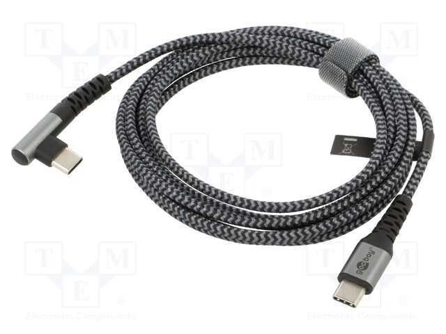 Cable; USB 2.0; USB C plug,USB C angled plug; 2m; 480Mbps