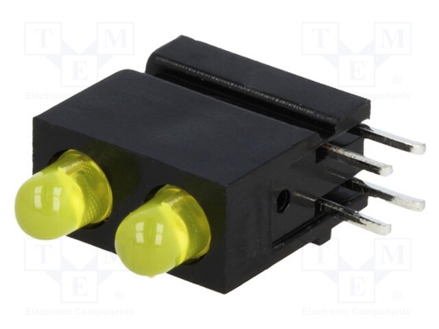 LED; in housing; yellow; 3mm; No.of diodes: 2; 20mA; 60°; 1.2÷4mcd