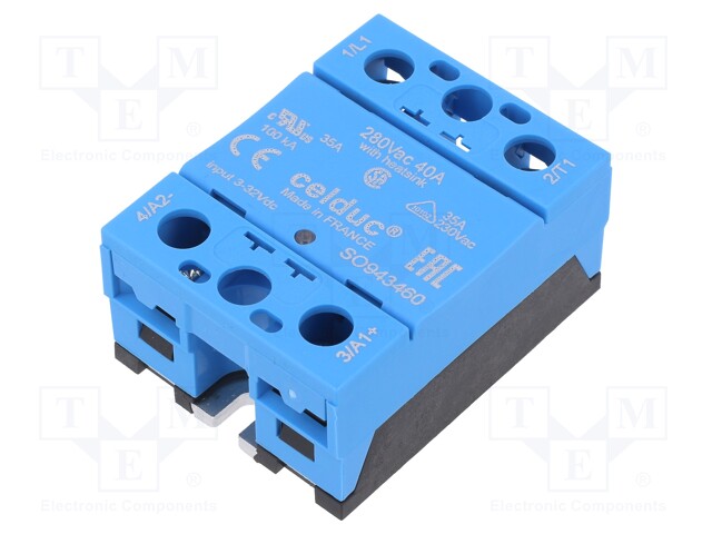 Relay: solid state; Ucntrl: 3÷32VDC; 40A; 12÷280VAC; -55÷100°C