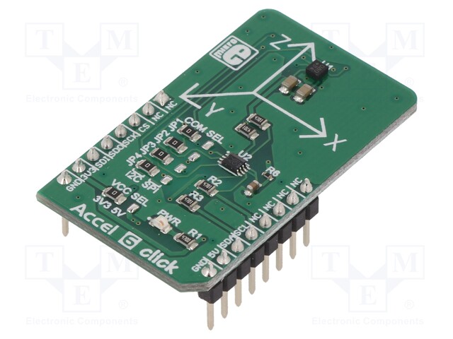 Click board; accelerometer; I2C,SPI; BMA280; mikroBUS connector