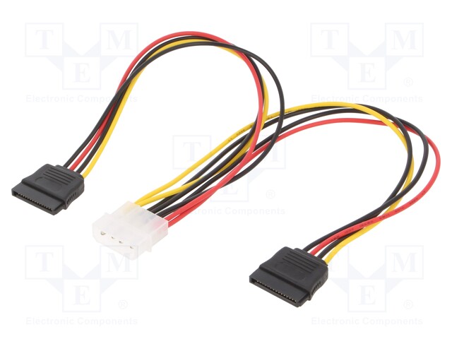 Cable: mains SATA; Molex male,SATA 15pin female x2; 0.3m