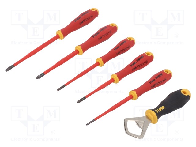 Kit: screwdrivers; Pcs: 5; insulated,slim; 1kVAC; Phillips,slot